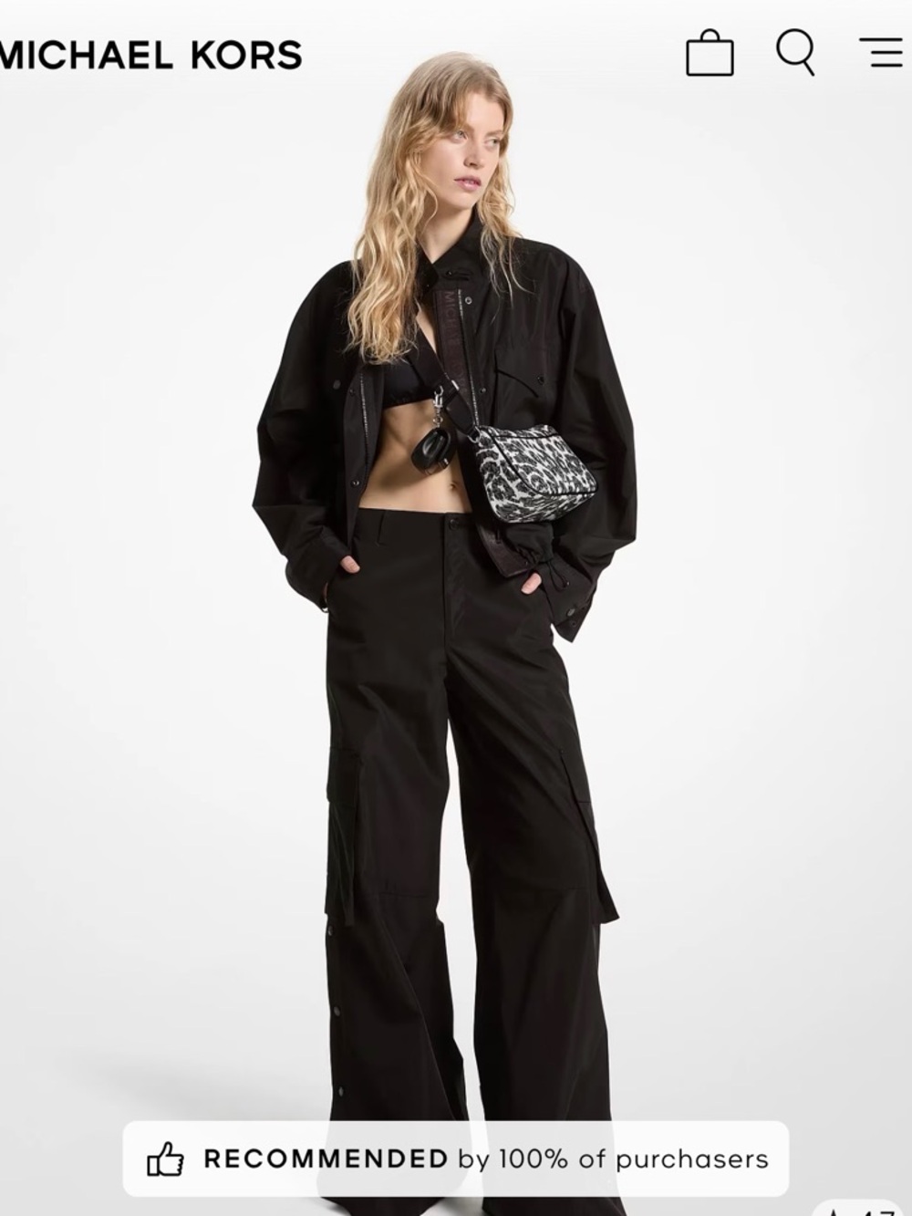Michael Kors Black Wide-Leg Utility Cargo Pants